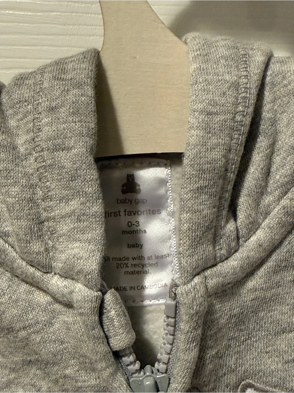 Baby GAP Heather Gray Sweatsuit Hooded Footie One-Piece 0-3M